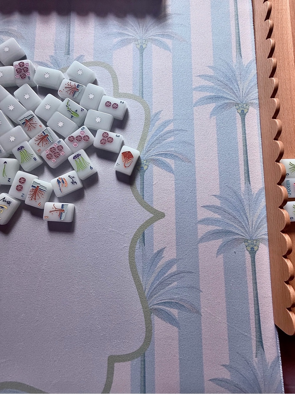 NEW Mahjong Mat Palm Striped - Picture 3 of 3